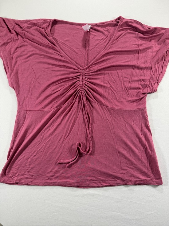 No Boundaries Tops - No Boundaries Ruched V-Neck Short Sleeve Top in Rose